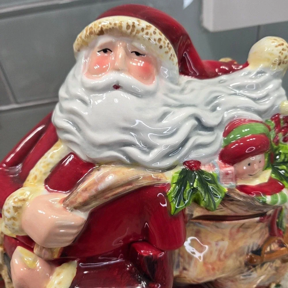 Certified International Enchanted Santa Cookie Jar Susan Winget Christmas Decor